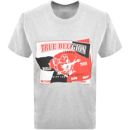 True Religion Short Sleeve Torn Logo T Shirt Grey | Mainline